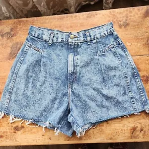 VTG Chic Acid Wash High Waist Multi-Seam Cut Off Denim Jean Short Sz 14 USA 80s - Picture 1 of 16