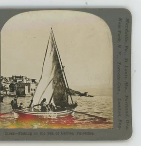 Palästina Angeln am See Genezareth Keystone Stereoview - Bild 1 von 2