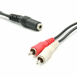 3.5mm Stereo Female to 2 Male RCA Jack Adapter AUX Audio Y Cable Cord Splitter