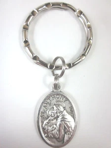 St Anthony / St Christopher Medal Italy Key Ring Gift Box & Prayer Card - Picture 1 of 4