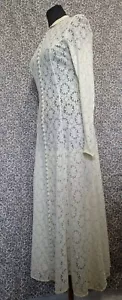 Vintage 30er Jahre Elfenbein Kleid Spitze Art Deco Knopfleiste Volant Langarm - Bild 1 von 24