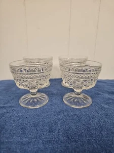 4 Vintage Anchor Hocking Wexford Tall Footed Sherbet Glasses 3 1/2" - Picture 1 of 2