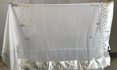 2 JC PENNEY Ivory Cream Semi Sheer Scarf Valance Lace Edge Shawl 100% Polyester - Image 1 of 3