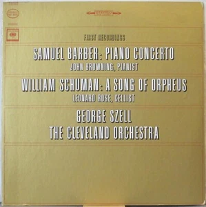 BARBER Piano Concerto WILLIAM SCHUMAN A Song of Orpheus LP Cleveland Orch, Szell - Picture 1 of 1