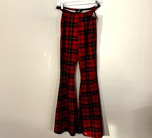 Pantalones Just Polly para mujer talla grande rojos a cuadros pierna ancha hechos en EE. UU. Nuevos Z1 - Imagen 1 de 8
