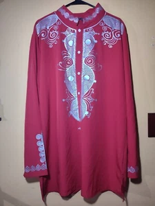 Men's African Dashiki Long Sleeve Button Up Shirt Stand Collar Traditional XL - Picture 1 of 7