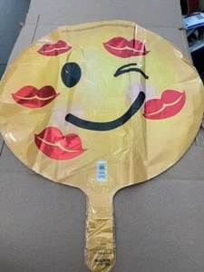 Kissed Winking Emoji 17" Round Foil Balloon New!!! - Picture 1 of 1