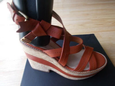 Marc by Marc Jacobs Ankle Strap Wedge Sandals Platform Cognac 39 US 9 NIB - Image 1 of 4
