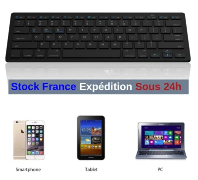 Clavier QWERTY/AZERTY Universel sans fil bluetooth PC Tablette Smartphone ordi