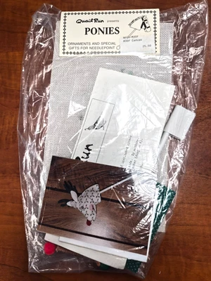 Quail Run Ponies M31D HAPPY HOLLY REINDEER Christmas Ornament Needlepoint Kit - Image 1 of 4