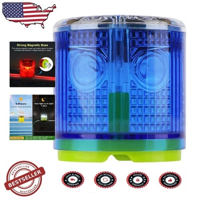 Luz Estroboscópica Solar Azul Super Brillante 6 LED Base Magnética Encendido Automático Impermeable Foto 1 de 4