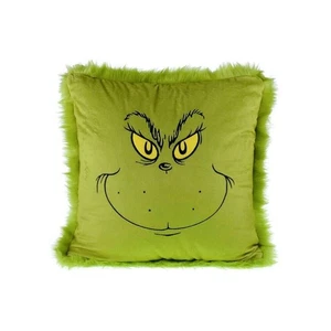 Dr. Seuss der Grinch grün Kunstfell Grinch Gesicht Kissen 16 Zoll x 16 Zoll Polyester neu - Bild 1 von 9