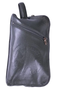 Hunting World Dark Green Pebble Grain Leather Mens Dopp Kit Travel Toiletry Bag - Picture 1 of 13