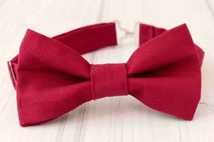 Maroon Bow Tie for Baby & Toddler Boys, Pretied Adjustable Handmade - Picture 1 of 8
