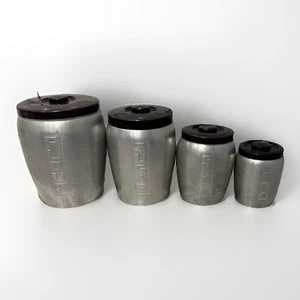 Vintage Aluminum Canister Set Flour Sugar Coffee Tea Art Deco MCM - Picture 1 of 20