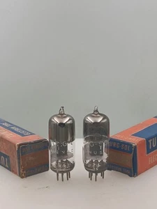 Pair Tung Sol 6AB4 NOS NIB Black Plate Top "D" Getter Serious Tubes T966 - Picture 1 of 4