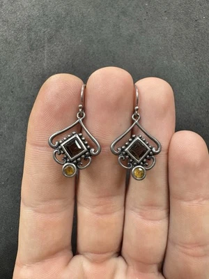 Lote de joyas pendientes colgantes de cuarzo ahumado y citrino de plata de ley 925 de 3,8 g de colección Z Foto 1 de 4