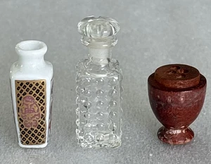 Puppenhaus Miniatur Zigarrenhalter Weinschliff Glas Karaffe Orientalische Vase Set Vintage - Bild 1 von 16