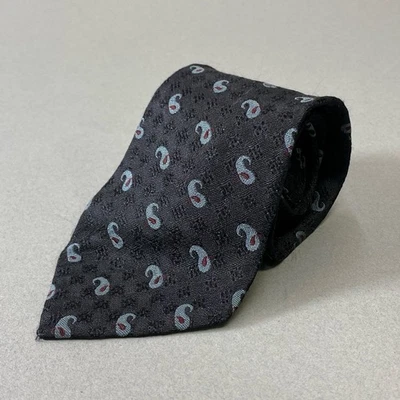 J15 Comme Des Garcons Homme Tie Silk 100 Made In Japan Formal Black Gray Bordeau - Image 1 of 4