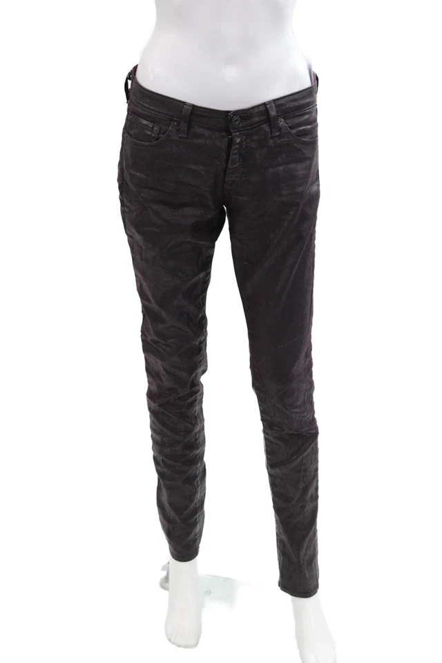 Pantalones al tobillo AG Adriano Goldschmied para mujer de algodón súper ajustados púrpura talla 28 Foto 1 de 4