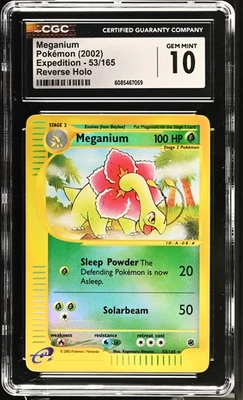 CGC 10 GEM MINT Meganium 2002 Expedition 53/165 Reverse Holo Pokemon Card - Image 1 of 2