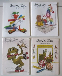 LOT of 4 Suzy's ZOO Vintage 80s Picture Coloring Books NEW - Picture 1 of 9