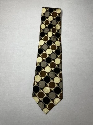 Gravata de seda Bachrach Art Deco abstrata boa/marrom/creme vintage Itália - Imagem 1 de 4