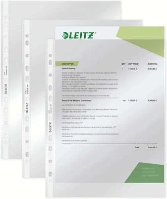 100 LEITZ Prospekthüllen 4790 DIN A4 genarbt 0,09 mm 90my Klarsichthüllen - Bild 1 von 3