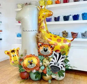 44pcs 40" Cream Jungle Safari Zoo Animal Balloons Party For Girls Birthday Decor - Picture 1 of 19