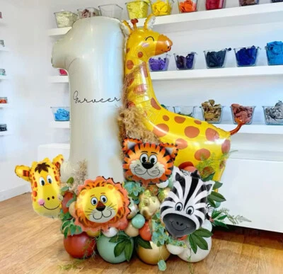Globos de 40" Crema Selva Safari Zoológico Animales Fiesta para Niñas Decoración de Cumpleaños Foto 1 de 4