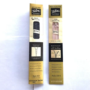 Vintage 2 Nylon Zippers Navy 22 in Pink 6 in Neckline Style 110-1 - Picture 1 of 5