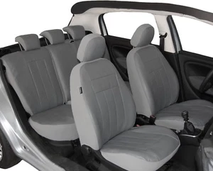 Fundas de asiento de cuero sintético a medida en gris para Renault Twingo I II - Imagen 1 de 4