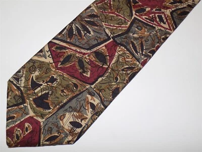 ANDRE GIANNI Silk Necktie Burgundy Olive & Gray 57" x 3 1/2" - Image 1 of 2