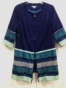 Isaac Mizrahi Women Size 20W Front Zip Dress Duster Topper Coatdress Lined Navy - Picture 1 of 9