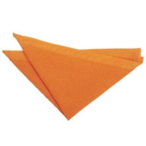 Tangerine Mens Knit Knitted Plain Pocket Square Handkerchief Hanky by DQT