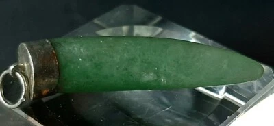 Amuleto-corno -giada- Avventurina- Verde Smeraldo-Ciondolo portafortuna-vintage  - Immagine 1 di 4