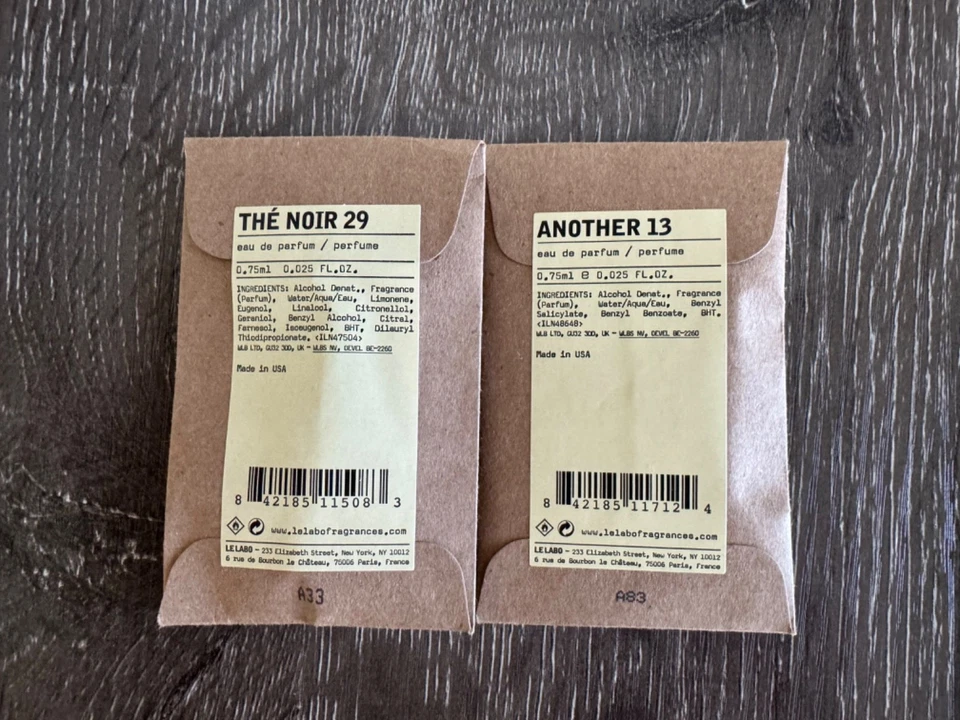 Le Labo ANOTHER 13/The NOIR 29 / Eau de Parfum  Sample 0.75ml / 0.025 LOT Of 2 - Image 1 of 1