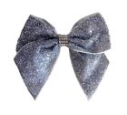 Christmas Hair Bow Alligator Clip Diamante Detail Glitter Tinsel Ribbon 🇬🇧