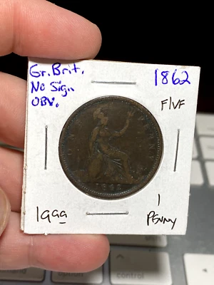 1 centavo Grã-Bretanha 1862 - Imagem 1 de 2