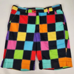 LoudMouth Mens Golf Shorts Size 34 Checkerboard Multi Color Bright Flashy - Picture 1 of 5