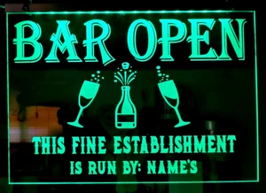 personalisiertes Barschild beleuchtet Wein Bar offen LED Höhle Kneipe Bier Neon Schuppen - Bild 1 von 10