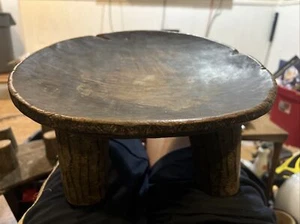 Vintage African Wooden Stool Carved - Picture 1 of 7