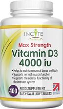 Vitamin D3 4000iu Tablets by Incite Nutrition - Bone & Immune Support - 400 Coun