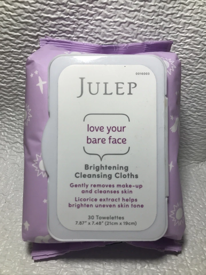 NEW JULEP Love Your Bare Face Brightening Cleansing Cloths 30 Towelettes Wipes - Image 1 of 4