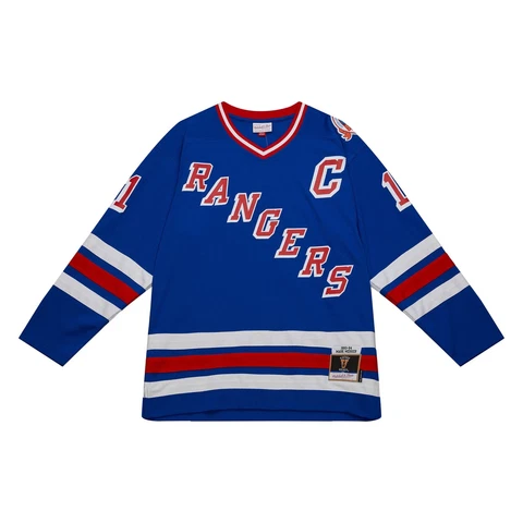 New York Rangers Mark Messier Mitchell & Ness Royal 1993/94 NHL Blue Line Jersey Cover