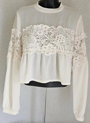 Camisa Top Blusa Express Mujer Talla M Mediana Marfil Corta Foto 1 de 4