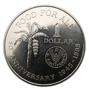 TRINIDAD & TOBAGO 1 DOLLAR 1995 FAO 50 YEARS BANANA TREE COMMEMORATIVE COIN