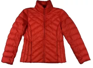 Talbots Jacket Womens Petite P Orange Puffer Coat Down Fill Full Zip Outdoors - Picture 1 of 7