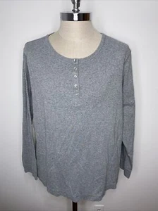 Duluth Trading Co. camicia grigia donna 2x Henley maglietta manica lunga top bottoni - Foto 1 di 5