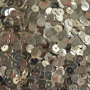 6mm Flat Round Sequins Light Champagne Gold Shiny Metallic. Made in USA - Picture 1 of 2